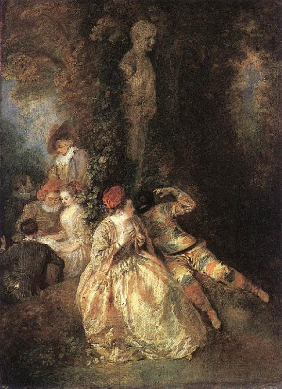 WATTEAU, Antoine Harlequin and Columbine oil painting picture